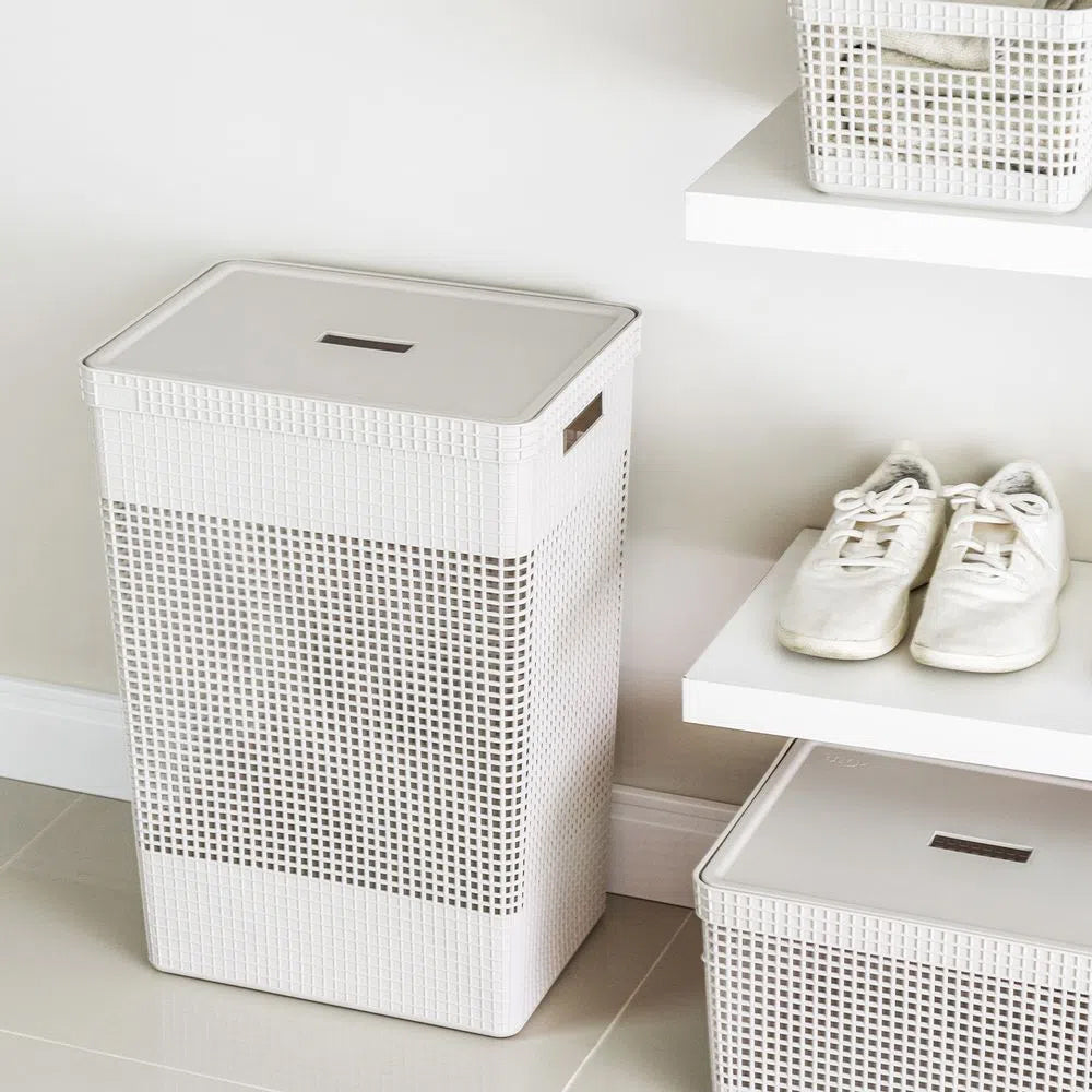 Cesta De Ropa Grid Con Tapa 49 L Blanco Océano
