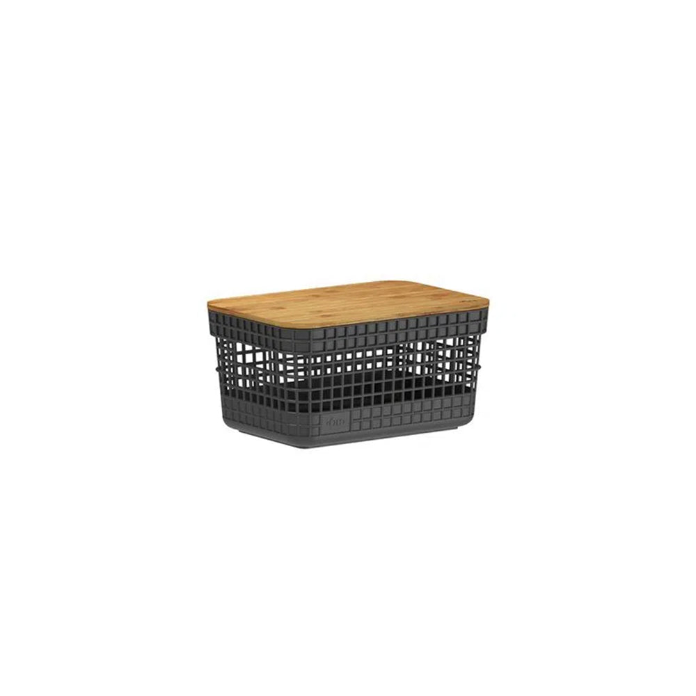 Cesta Grid Con Tapa De Bambú 2.5 L Negro