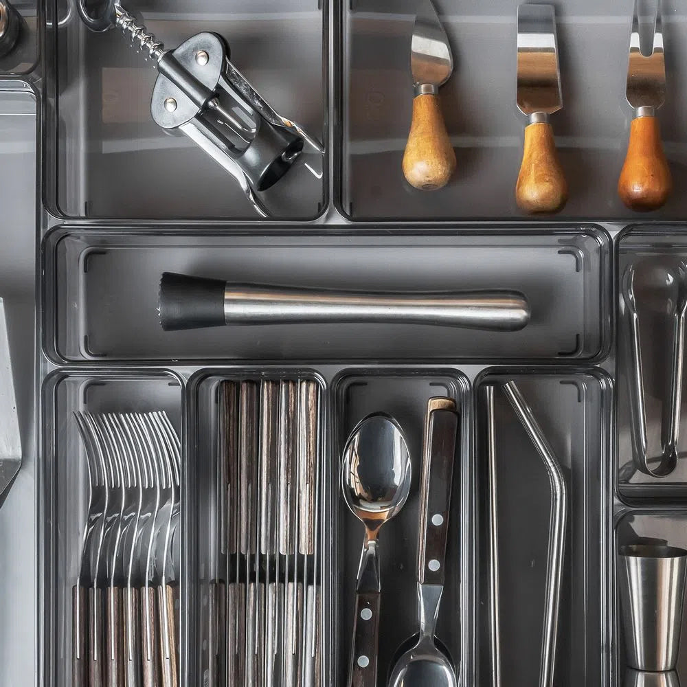 Organizador De Cajón Clear 30 X 7,5 X 5,6 Gris