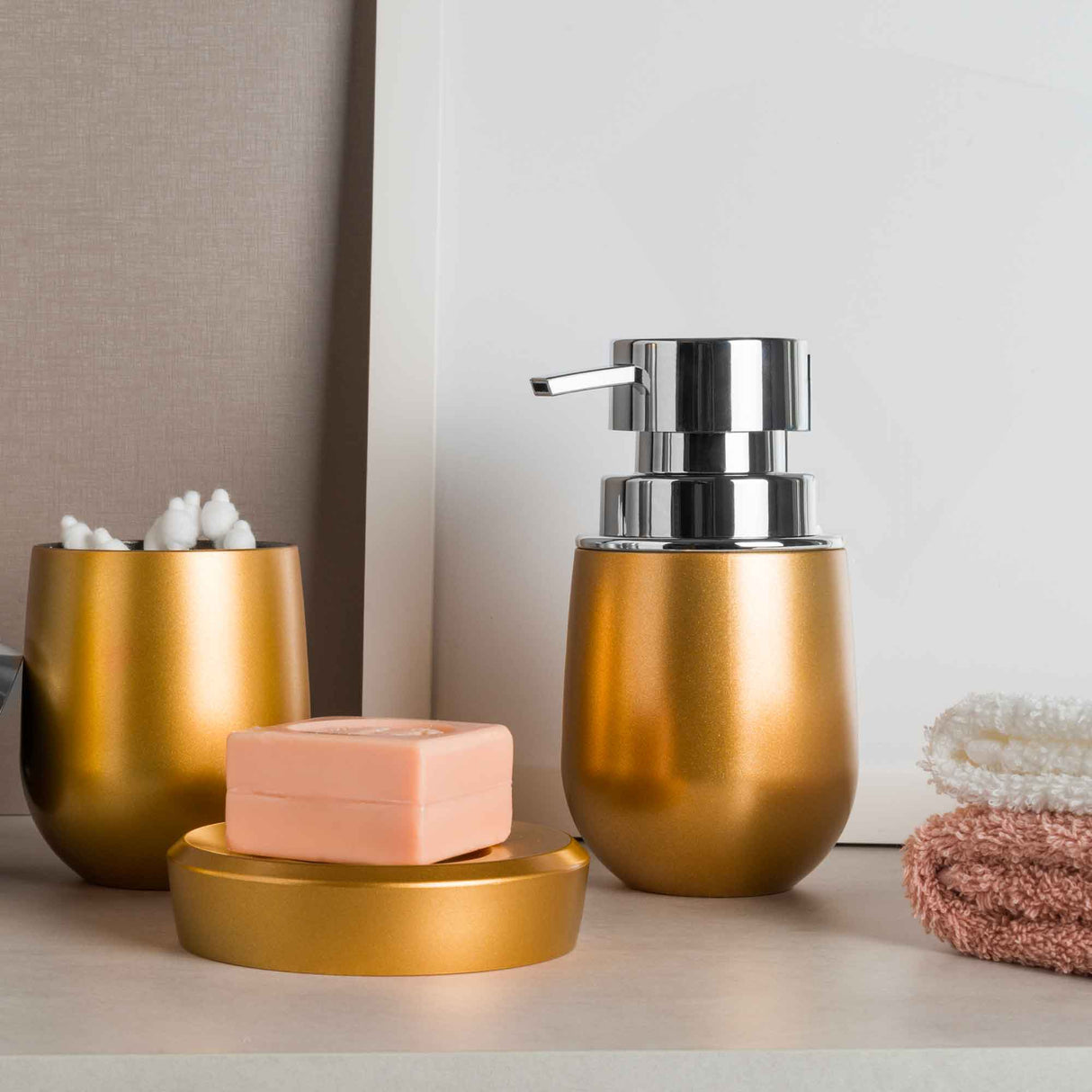 Jabonera Belly Con Dosificador Dorado 400 Ml