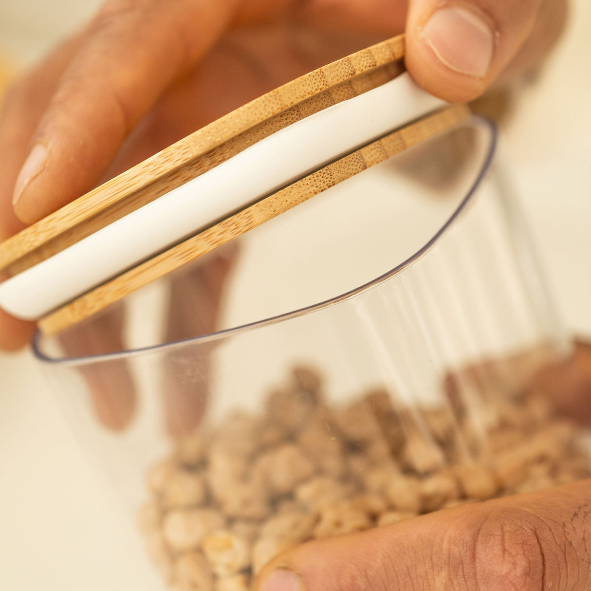 Contenedor Hermético con Tapa Bambú Keep 0,45 lt Transparente Ou