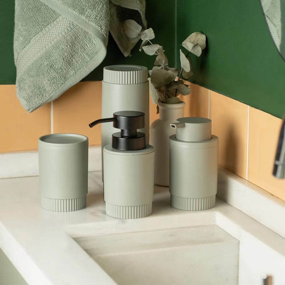 Jabonera Con Dosificador Dorica Verde Salvia C/Negro 300 Ml