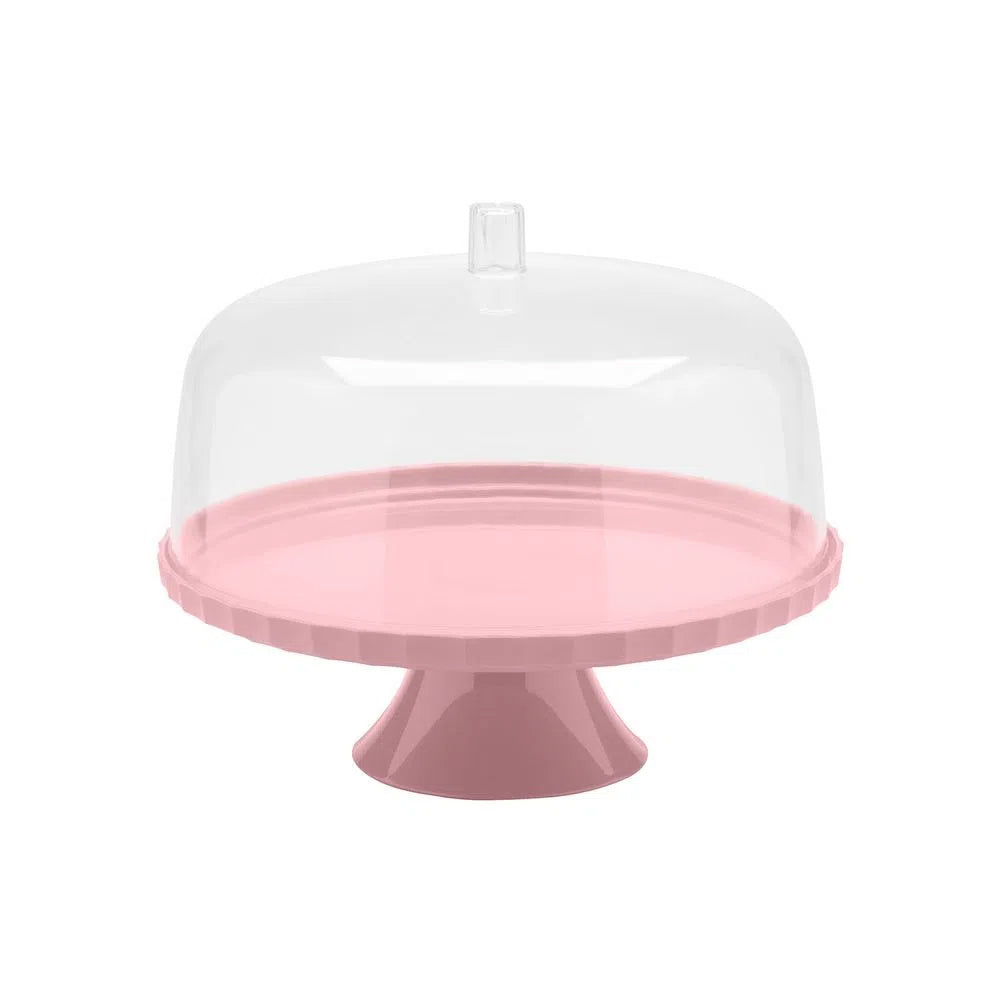 Porta torta con pedestal Rosado 30 cm