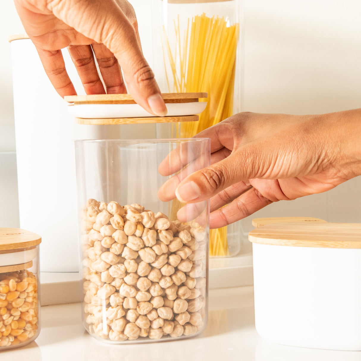 Contenedor Hermético con Tapa Bambú Keep 1 lt Transparente Ou