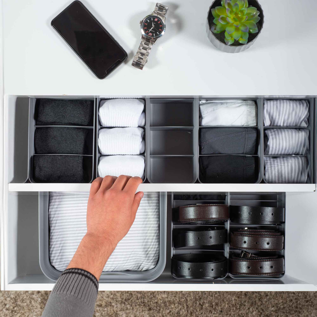 Organizador De Cajón Closet Logic Grande Gris