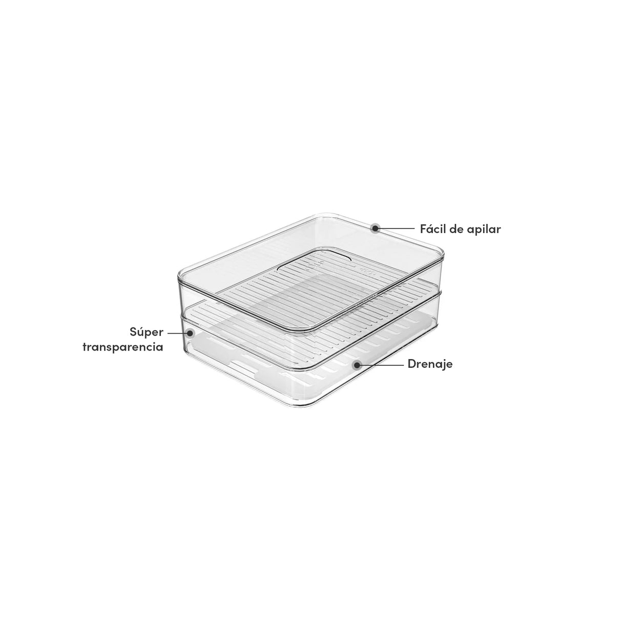 Contenedor Jamón/Queso Doble Clear Transparente