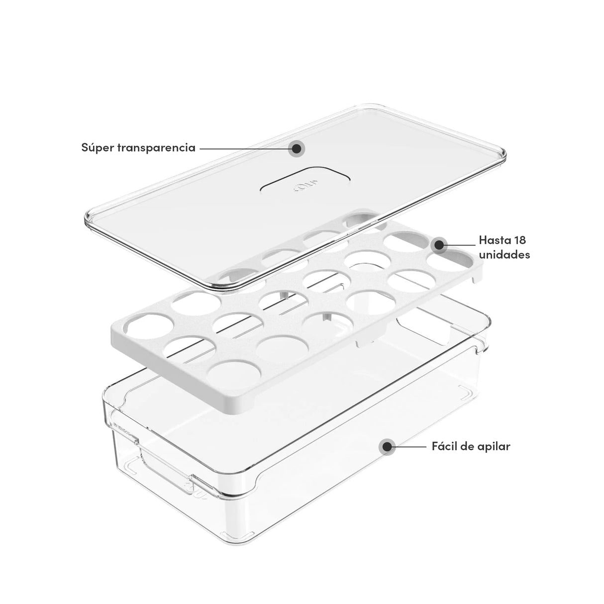 Organizador De Huevos Clear Fresh 18 Unidades