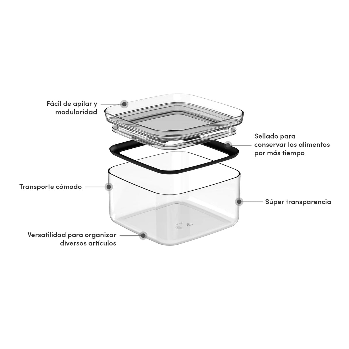 Contenedor Hermético Block Line Transparente 1lt
