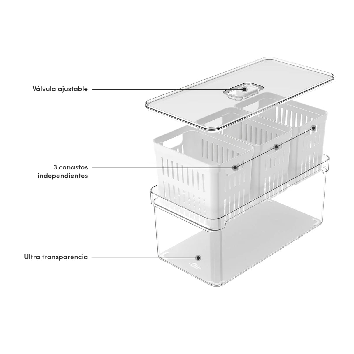 Organizador Clear Fresh 3 Cestas 5 lt Ou