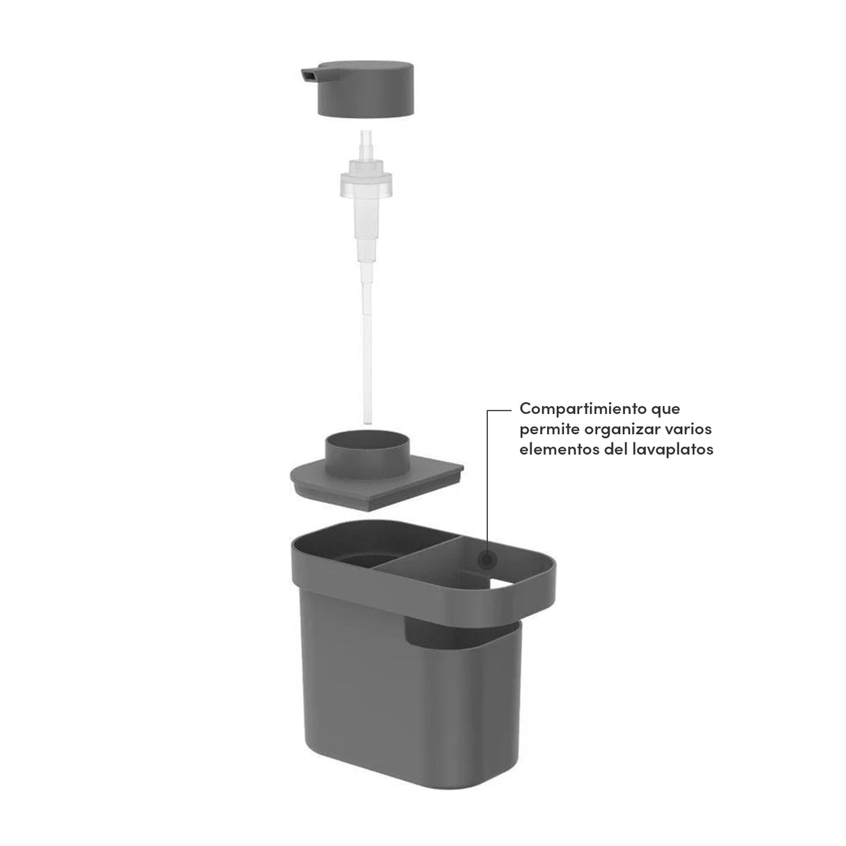 Dispensador de detergente y organizador Trium 650 ML Gris