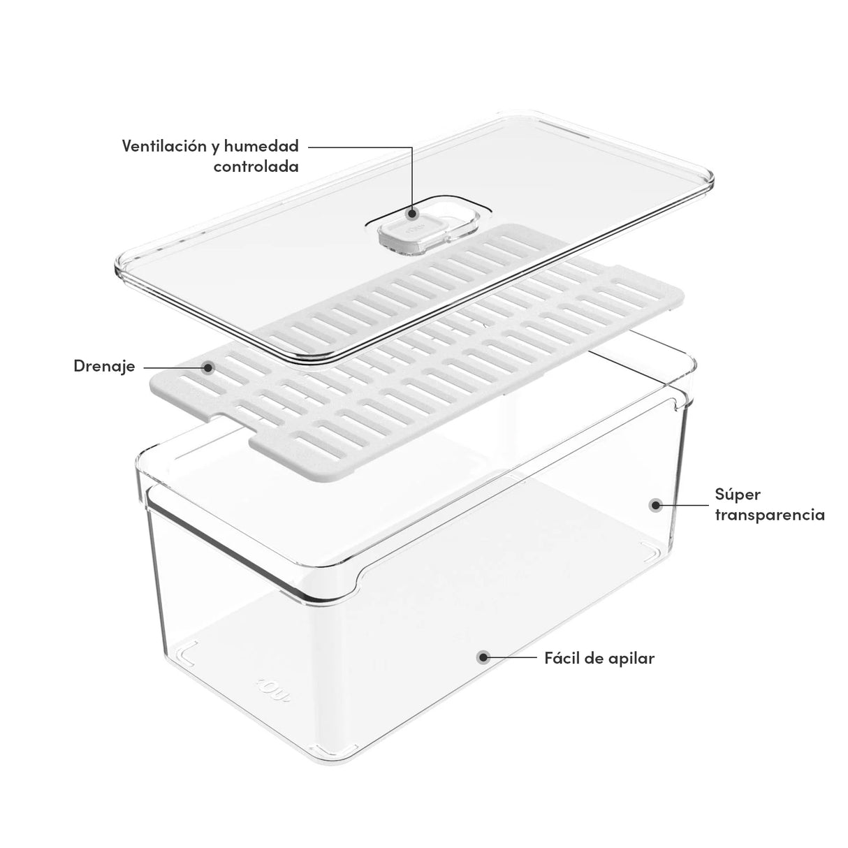 Organizador de Refrigerador Clear Fresh 5 Lt 30 x 15 x13 Cm