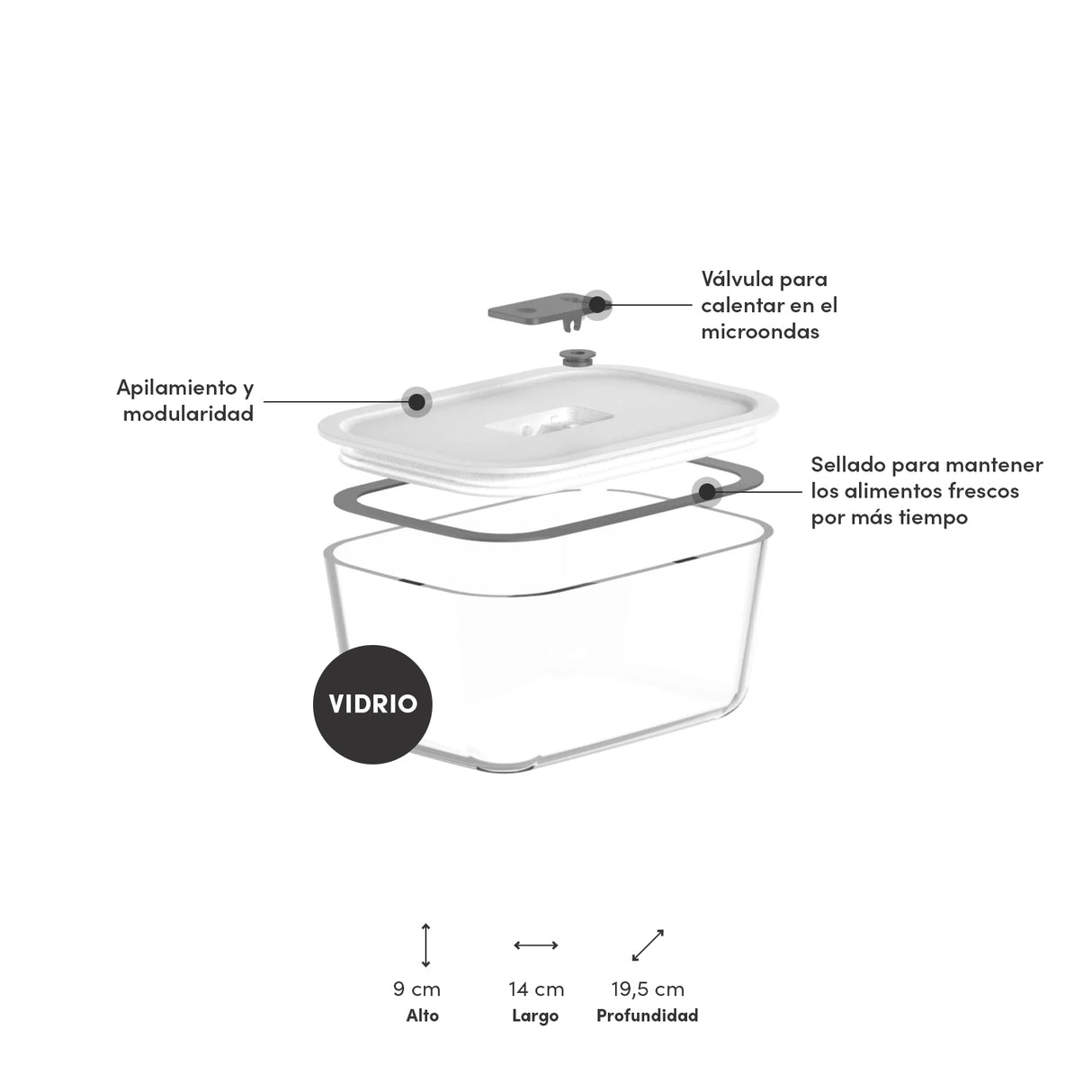 Contenedor Hermético Fresh Lock 1,2 lt Blanco