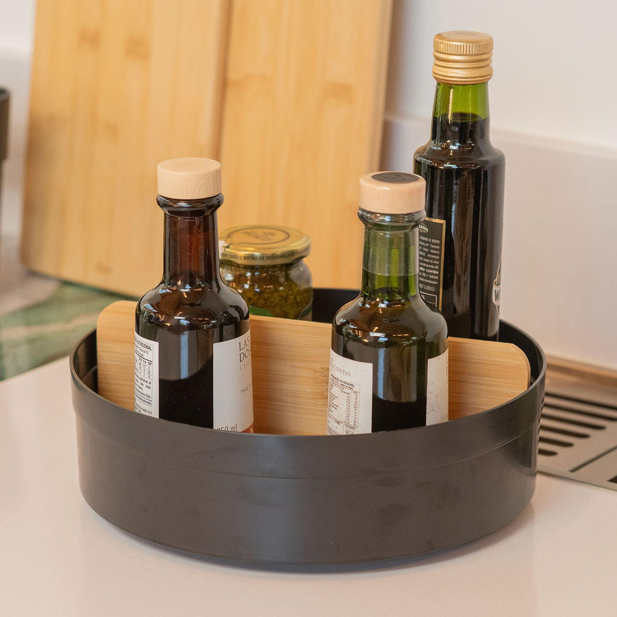 Organizador Giratorio Alto Con Separador Lume Negro