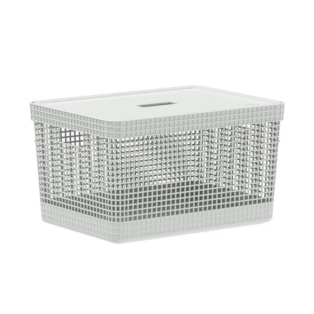 Cesta Organizadora Grid Con Tapa 20 L Blanco Océano