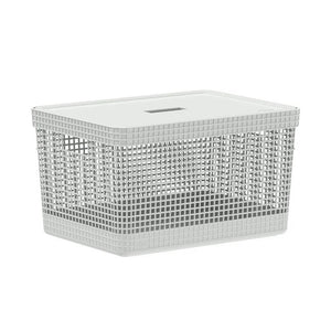 Cesta Organizadora Grid Con Tapa 20 L Blanco Océano