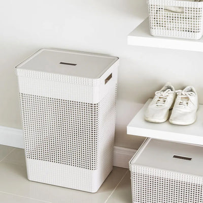 Cesta De Ropa Grid Con Tapa 49 L Blanco Océano
