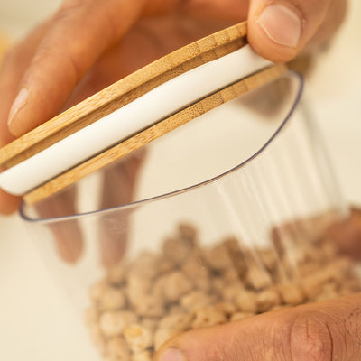 Contenedor Hermético con Tapa Bambú Keep 0,45 lt Transparente Ou