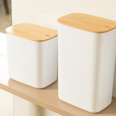 Contenedor Hermético Rectangular con Tapa de Bambú Keep 1,5 lt Blanco Ou