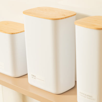 Contenedor Hermético Rectangular con Tapa de Bambú Keep 2,3 lt Blanco Ou