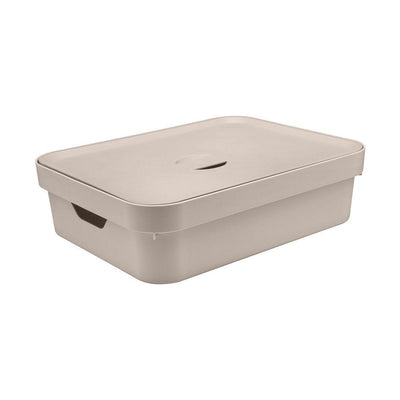 Caja Cube M Con Tapa Beige