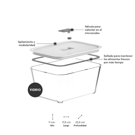 Contenedor Hermético de Vidrio Fresh Lock Blanco 2,4 Lt