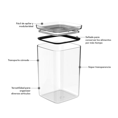 Contenedor Hermético Block Line Transparente3,5 lt