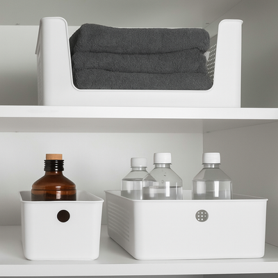 Canasto Organizador Con Apertura Frontal 16 Litros Flow Blanco