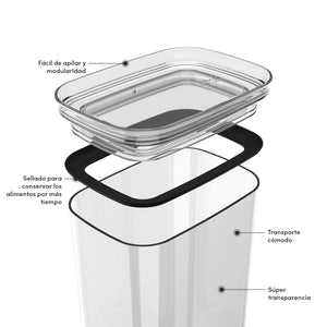 Contenedor Block Rectangular Transparente 2,3 Lt