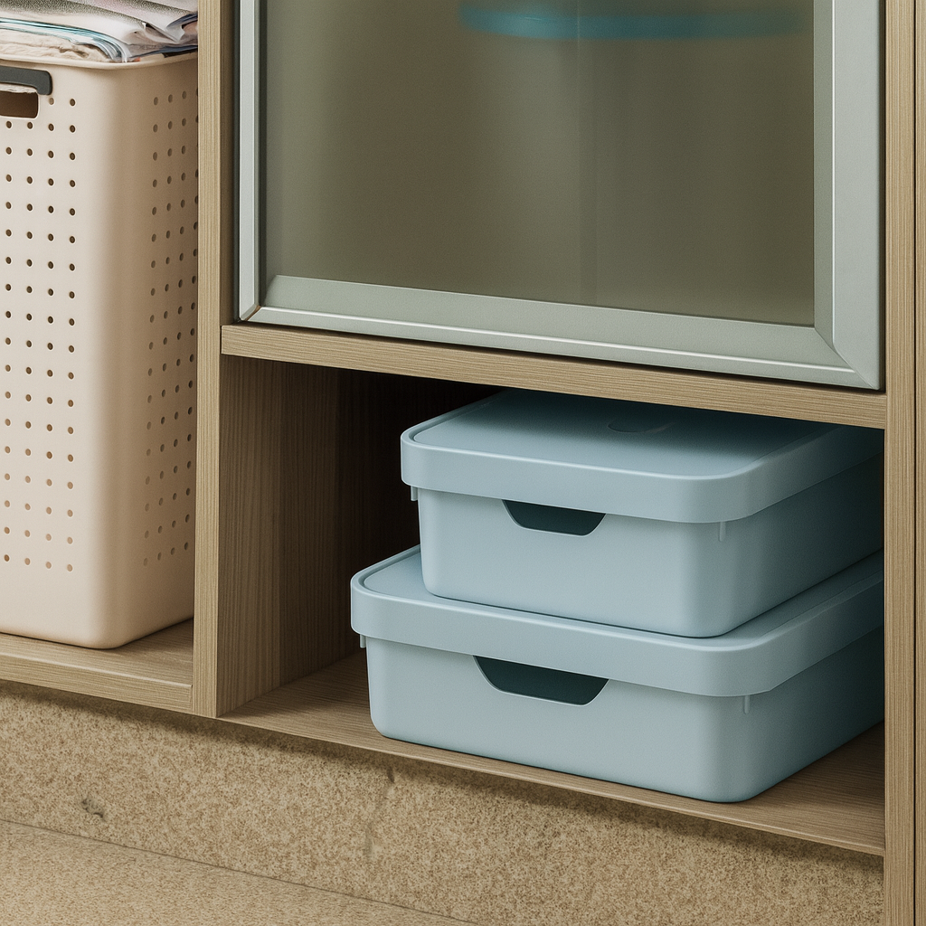 Caja Cube M Con Tapa Celeste