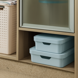 Caja Cube M Con Tapa Celeste