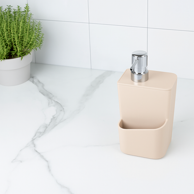 Dispensador Lavaloza Con Porta Esponja Beige 650 ml