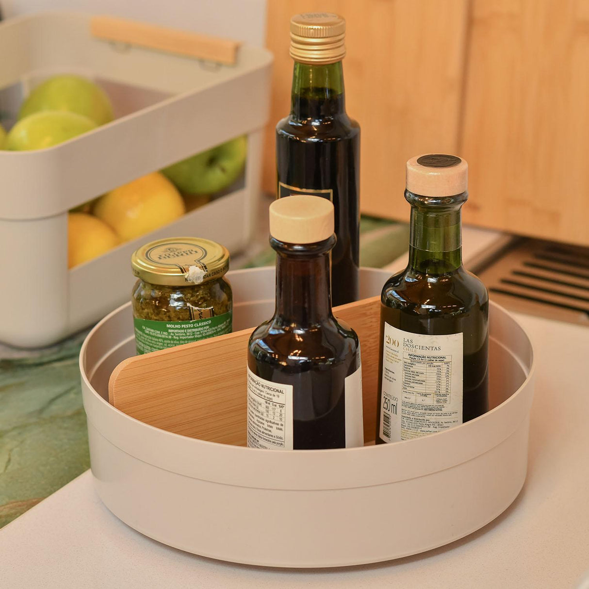 Organizador Giratorio Alto Con Separador Lume Beige